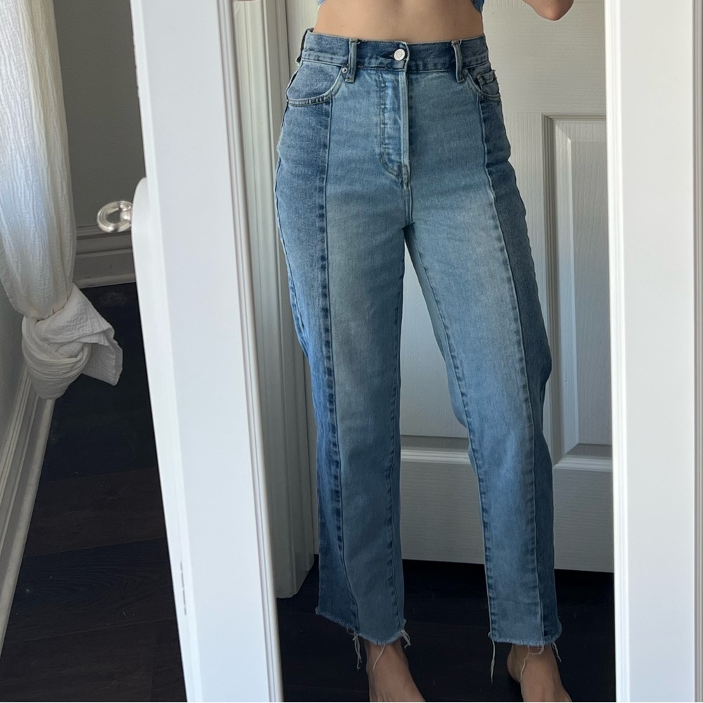 Pacsun Two-Tone Blue High-Rise Straight Leg Jeans